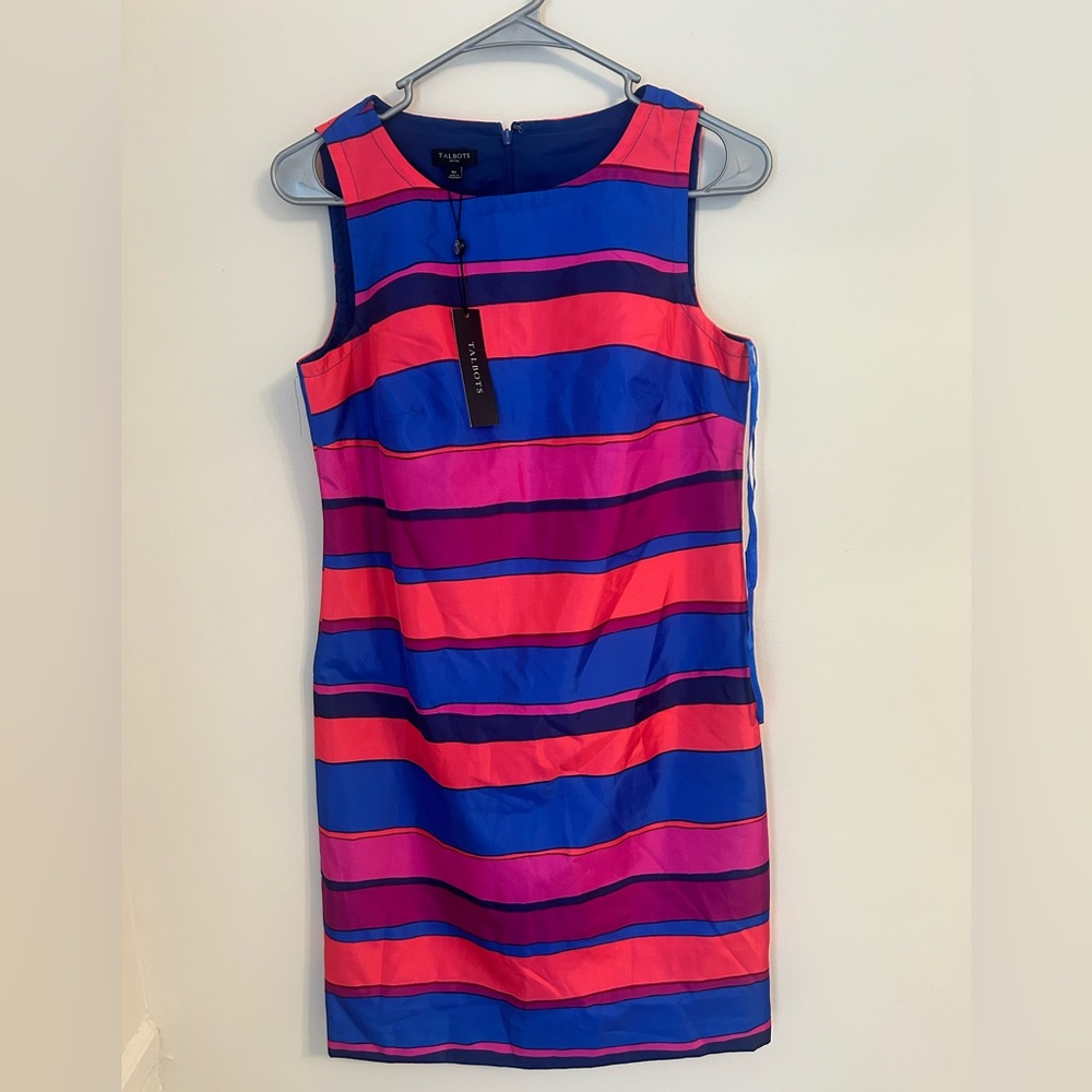 Talbots Blue and Pink Striped Sleeveless Mini Dress